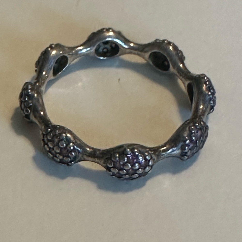 Sterling Silver and Purple Stone Women's Ring Band